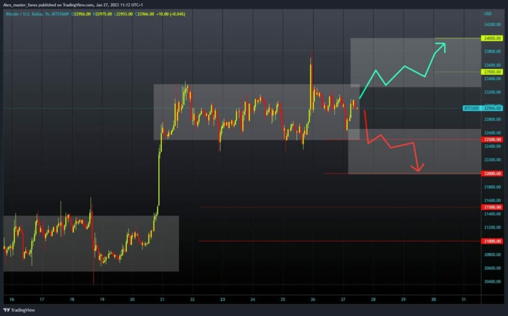 Bitcoin price stable at $23000