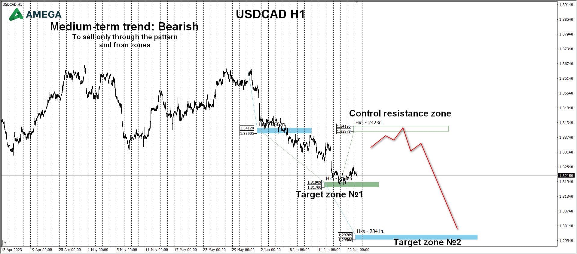 USDCAD: The price has already reached the target zone №1 1.31909-1.31700
